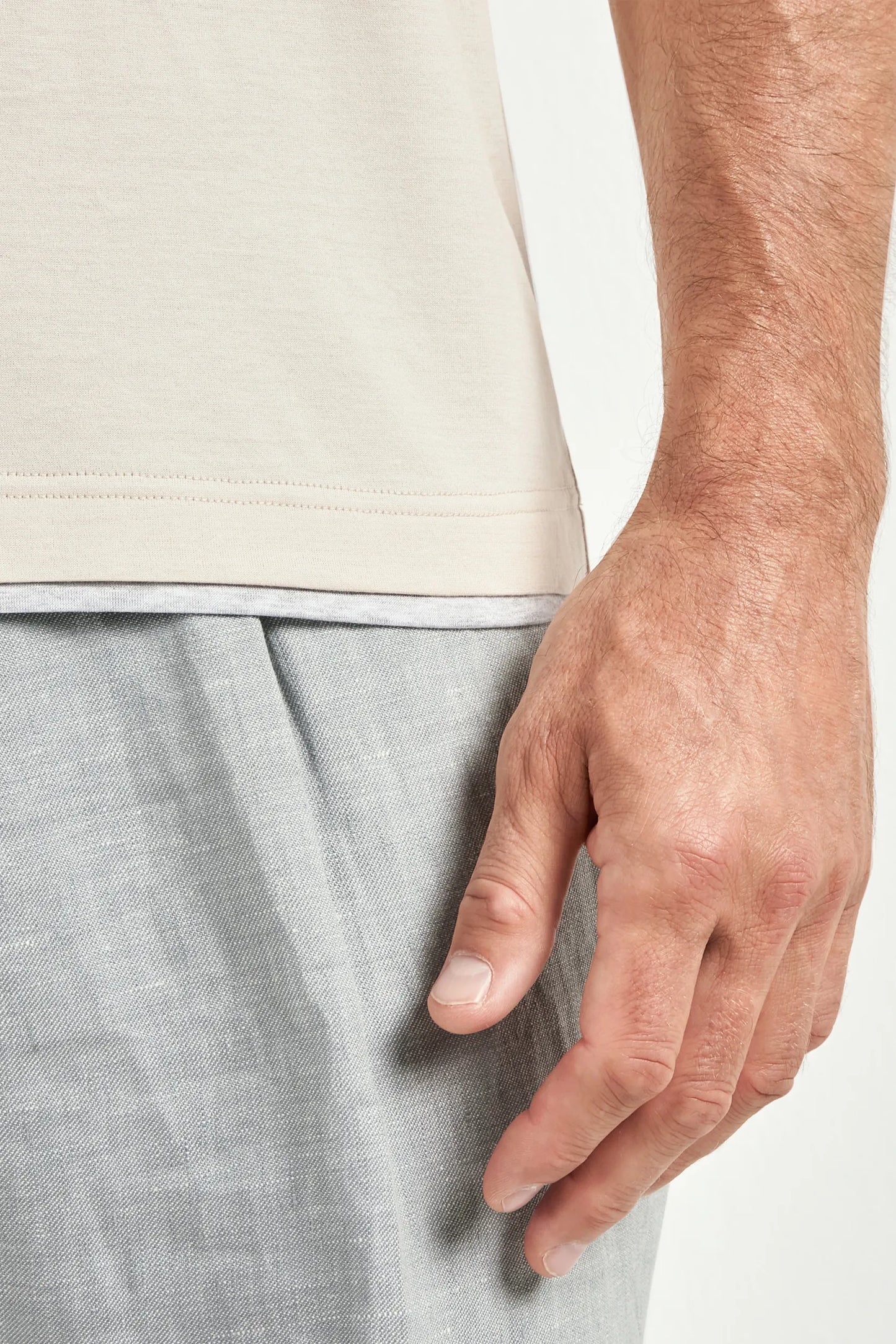 Beige cotton t-shirt with collar detail - Made in Italy