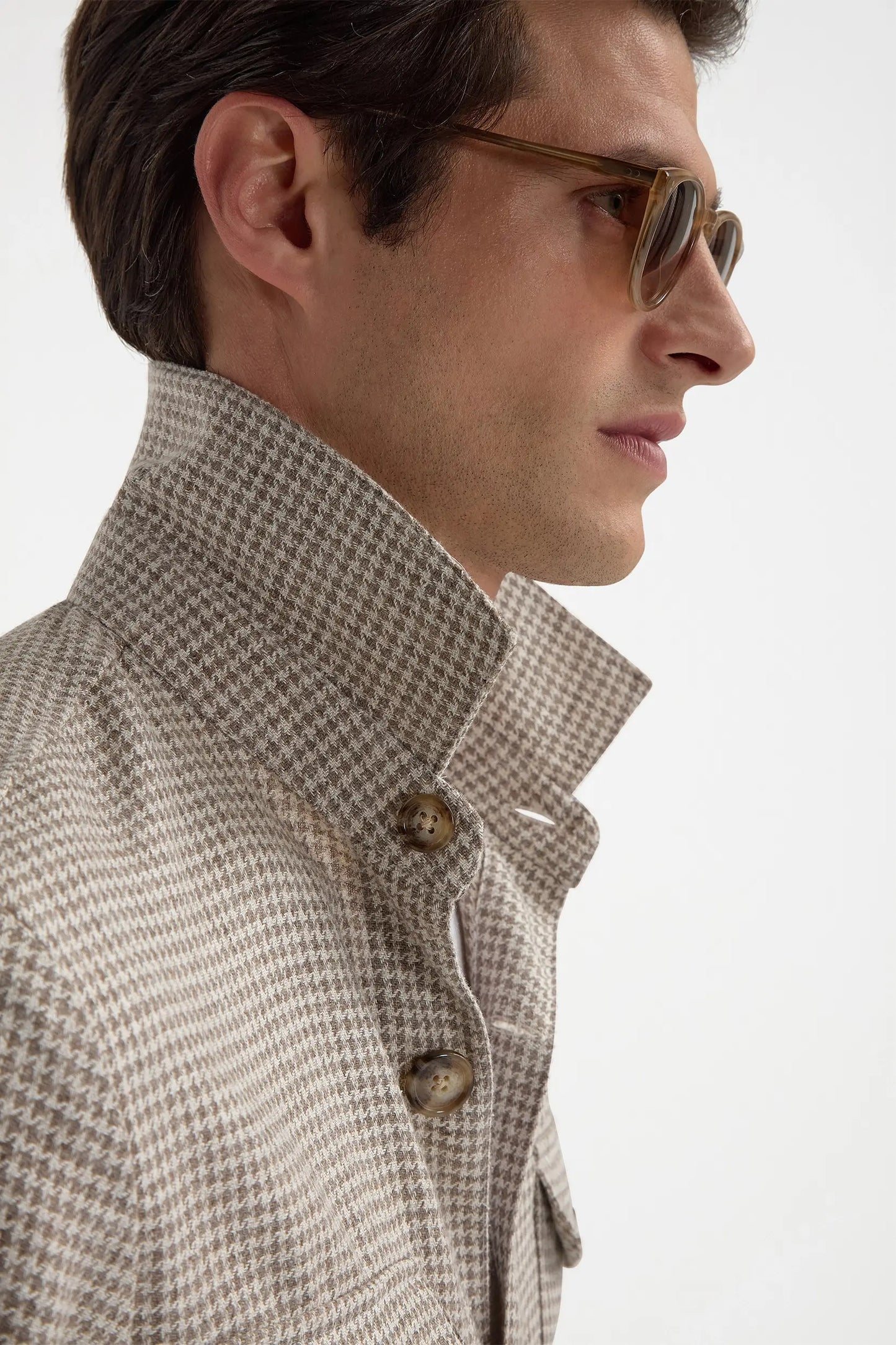 Beige houndstooth safari jacket - Made in Italy