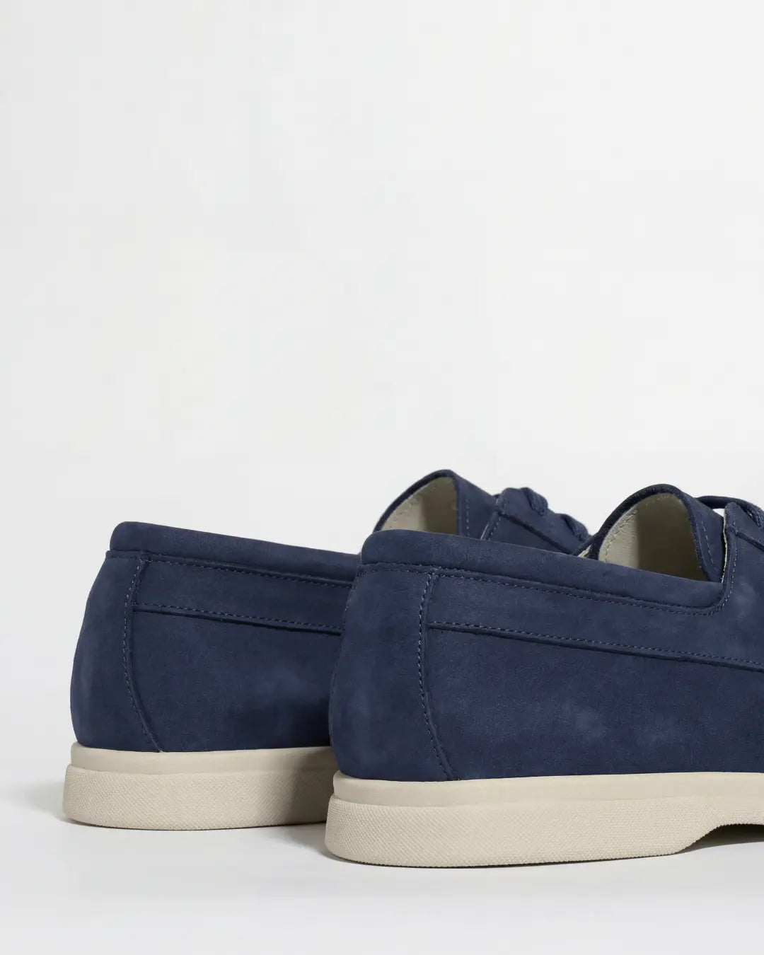 Blue nabuk boat loafers - Made in Italy