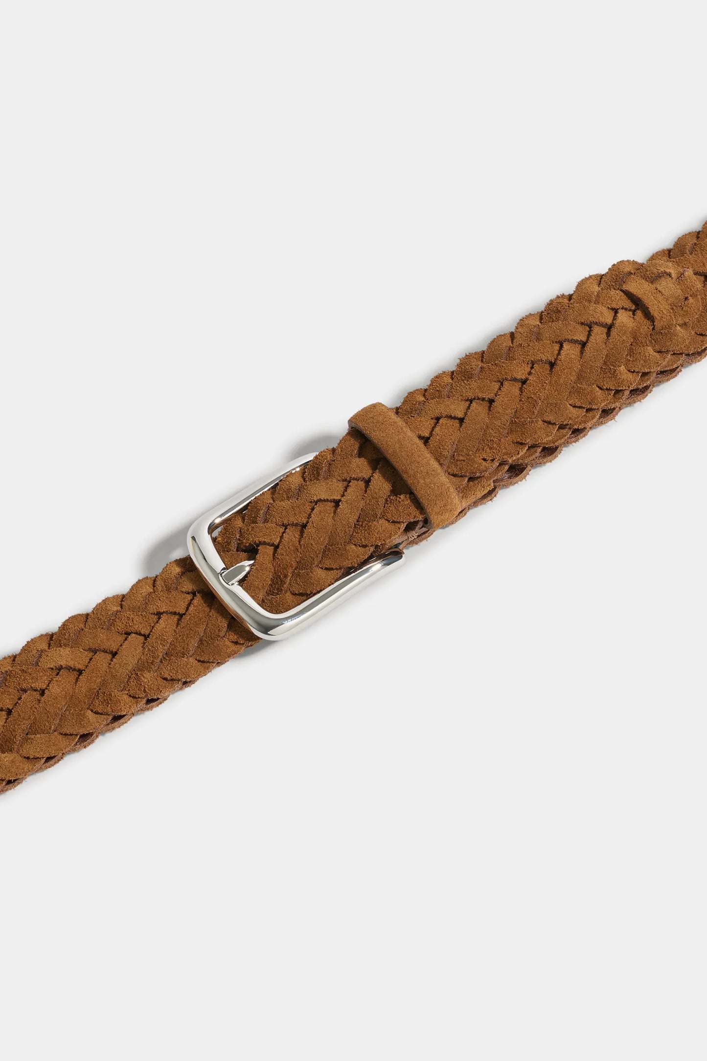 Cognac braided suede belt - Made in Italy