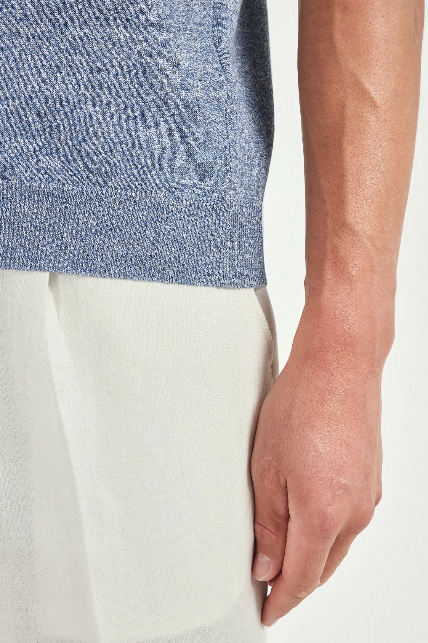 Dusty blue striped linen t-shirt - Made in Italy