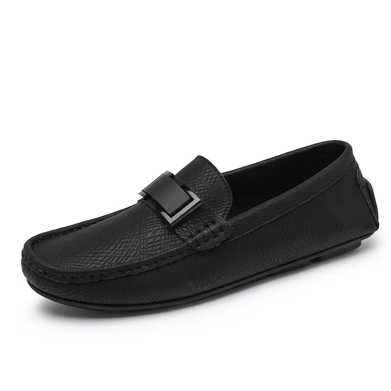 Tênis masculino de couro legítimo, respirável, tamanho 44, estilo mocassim clássico de luxo, para uso casual, novo, para atacado (OEM).