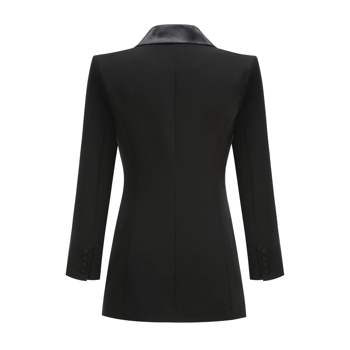 Novo Blazer Feminino Sexy com Decote em V Profundo, Corte Regular, Manga Longa, Preto, Detalhe de Botões e Design Elegante. 100%