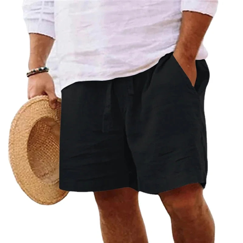 Novo short masculino de algodão, cor sólida, leve, para academia, praia, corrida e esportes, tamanho grande.