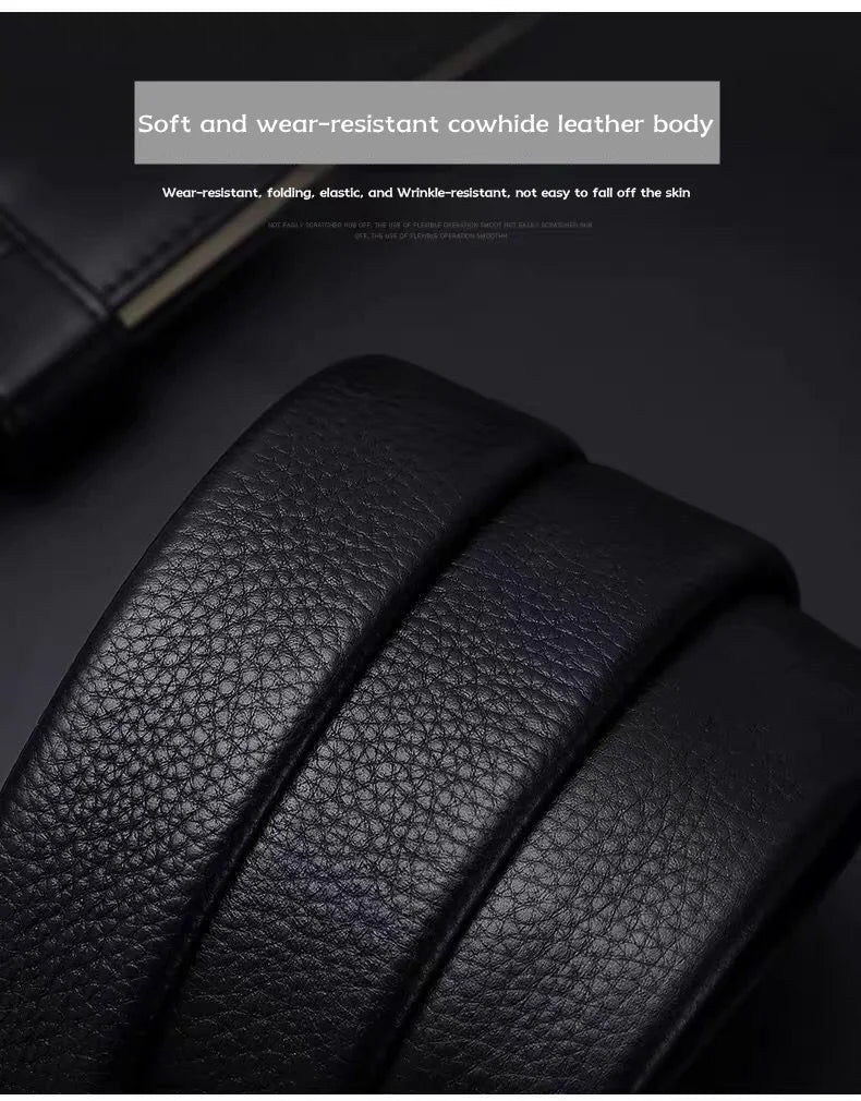 Cinto de couro pu com fivela automática de negócios da moda, alças de cintura de couro de camada superior masculina, calças cargo jeans cintura de alta qualidade