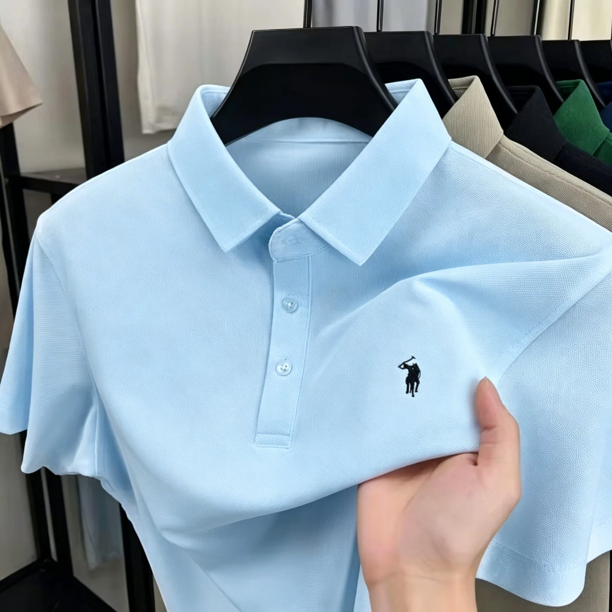 Camisa Polo Masculina de Luxo de Alta Qualidade com Bordado de Pônei, Manga Curta, Moda Verão 2026, Top Casual para Golfe