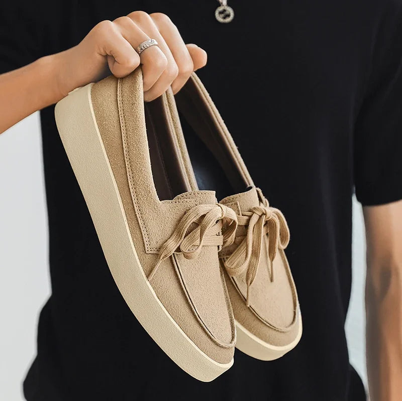 Mocassins masculinos de camurça macia, de alta qualidade, sapatos baixos, leves e confortáveis, para dirigir, verão, sapatos casuais