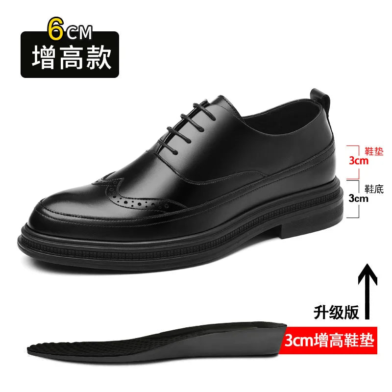 Sapatos Casuais de Couro Masculinos Formais de Negócios Cano Baixo com Cadarço Oxford Brogue Retrô Primavera Outono para Padrinhos