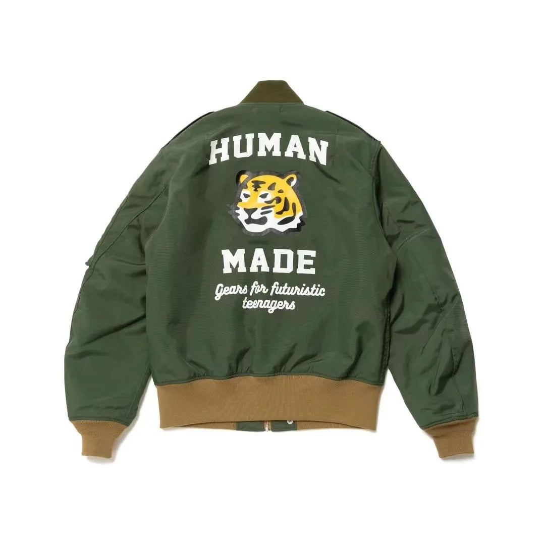 Jaqueta Letterman Casual Unissex Human Made Duck Tiger com Costura de Letras