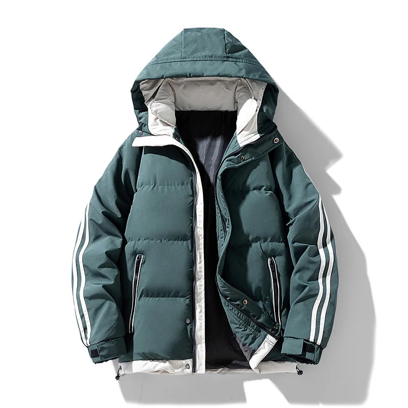 casaco com capuz casal novo inverno masculino algodão-acolchoado casaco tendência algodão-acolchoado casaco masculino e feminino acolchoado