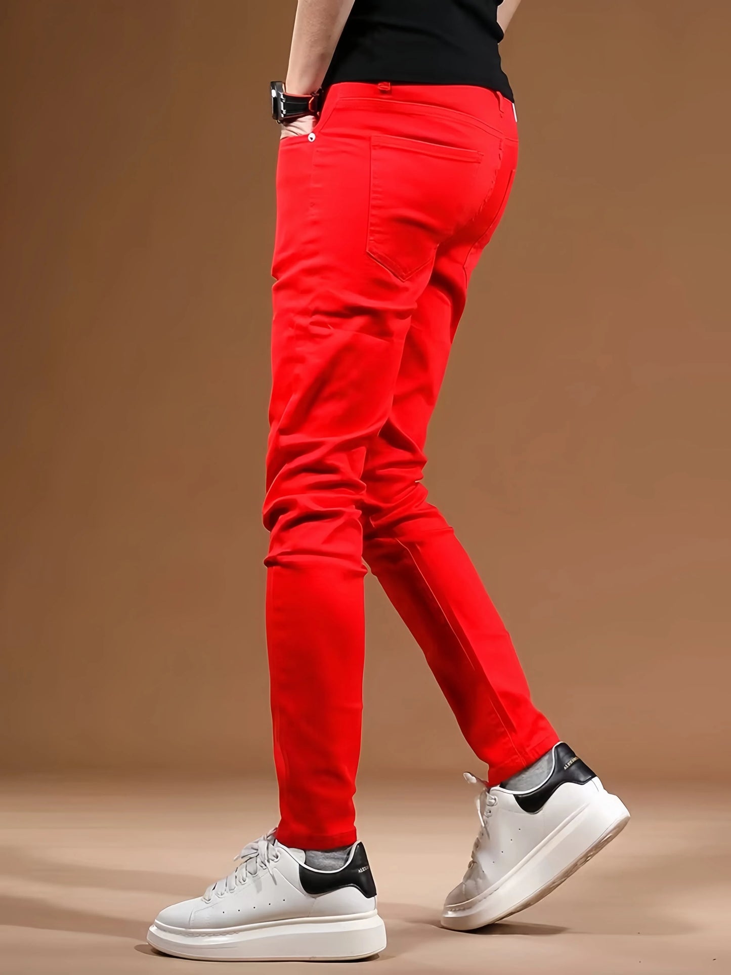 KING JEANS RED Men's Long Pants Bulletproof Business Office Style Simple And Versatile Suitable For Various Occasions