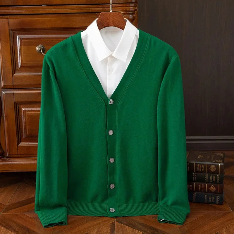 Cardigan de malha masculina solta com decote em v outono inverno camada base camisa frente aberta camisola estilo casual malhas tamanho grande