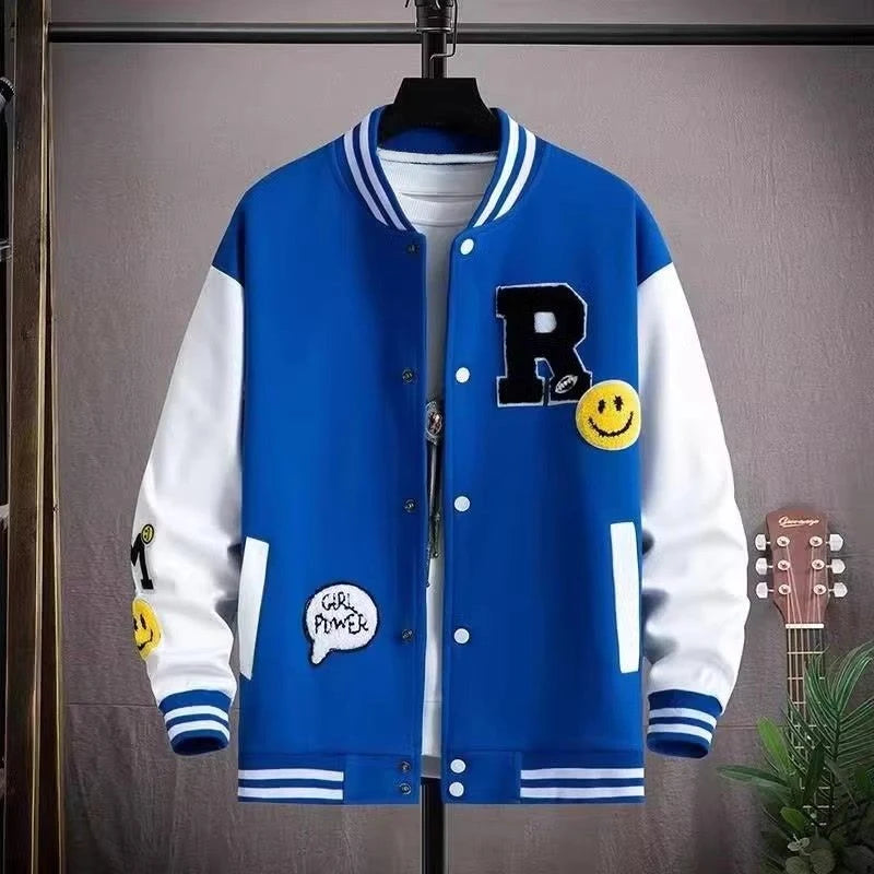 Carta bordada blusão masculino jaqueta de beisebol primavera novo estilo coreano harajuku hip-hop streetwear botão jaqueta universitária