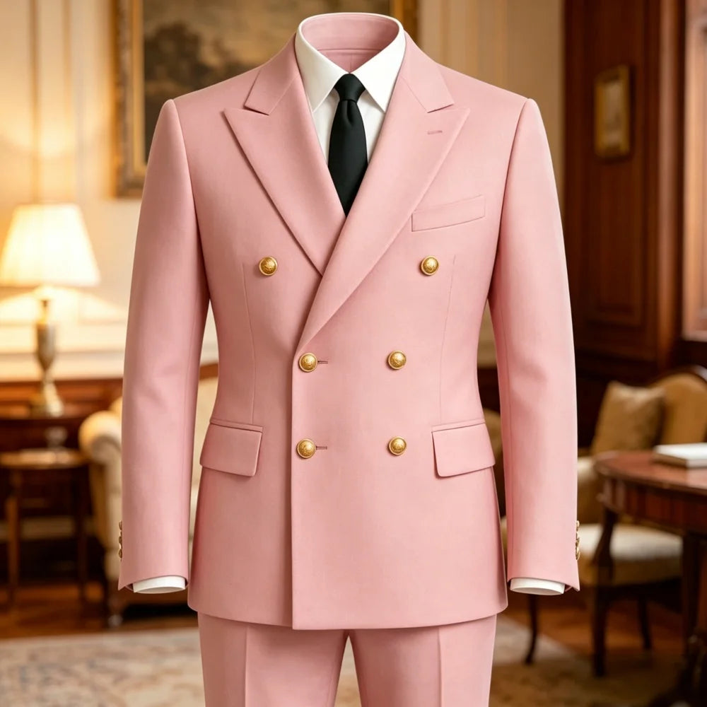 Terno de Casamento Transpassado Slim Fit para Baile de Formatura, Conjunto Formal de 2 Peças (Blazer e Calça) para Convidados, Noivos, Festas e Banquetes