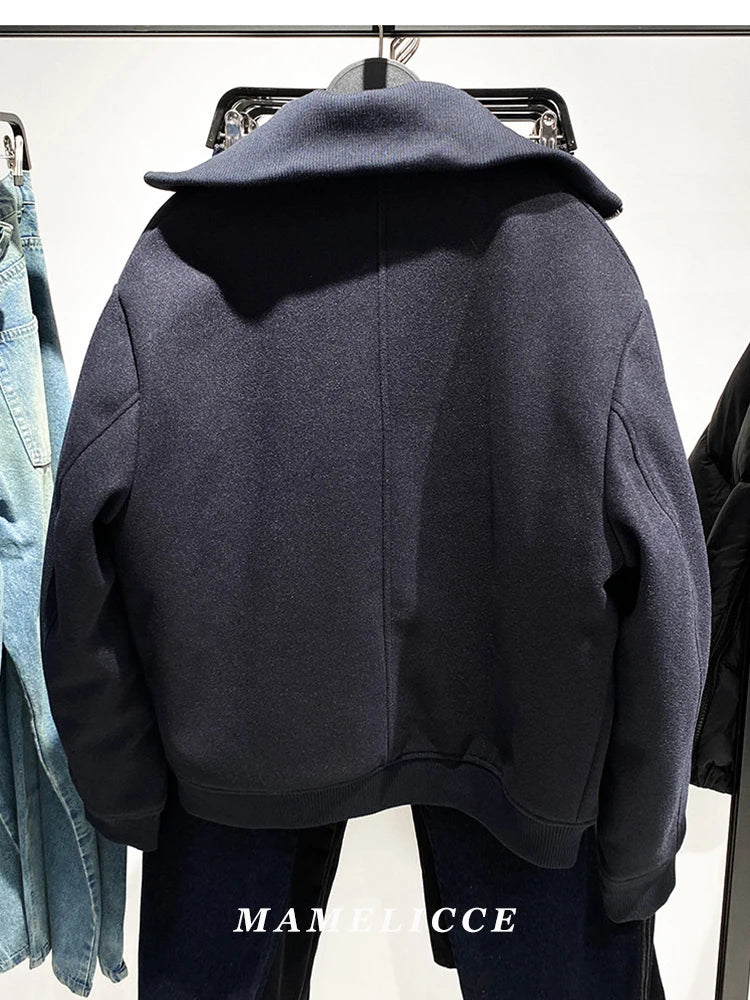 MAMELICCE Design Original Jaqueta Masculina de Tricô com Gola Alta em Algodão Imitação Lã, Acolchoada Grossa e de Alta Qualidade