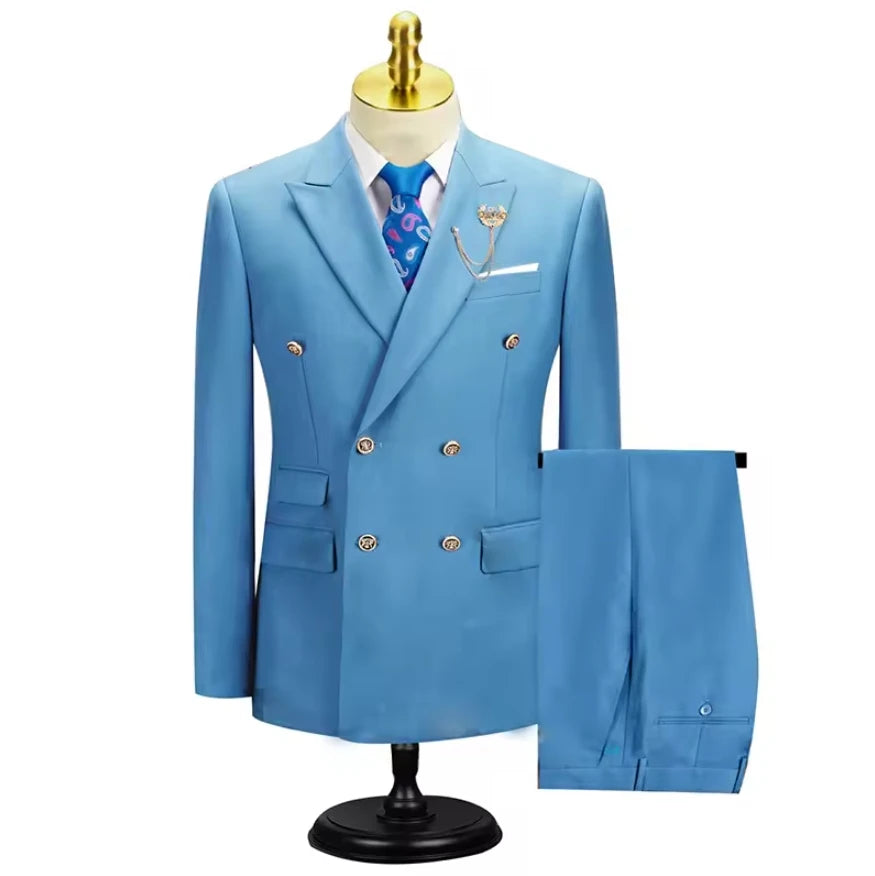 2025 ternos para homens novo estilo (blazer + calças) duplo breasted banquete de casamento/hosting/festa 2 peças blazer calças vestido