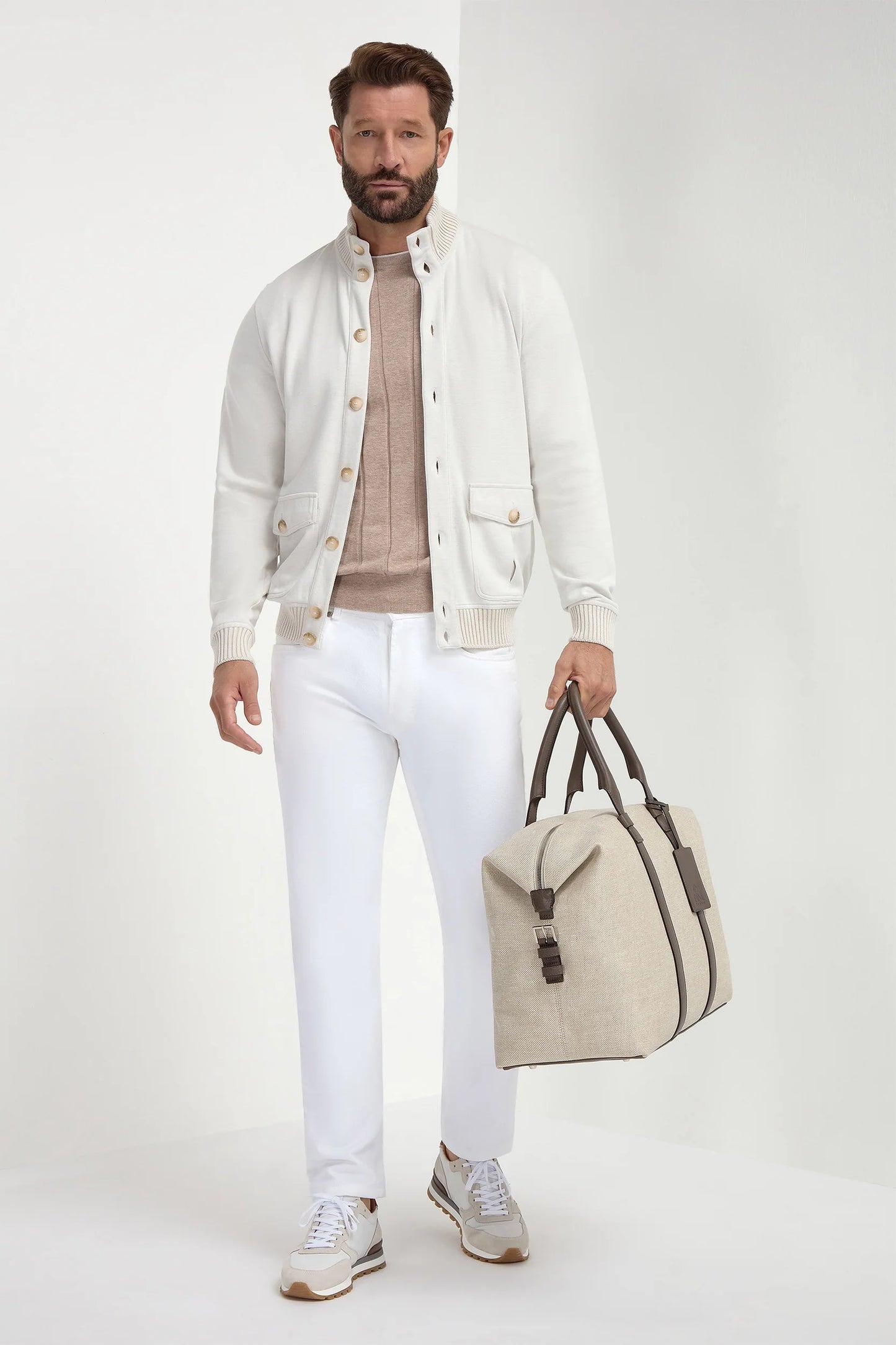 Taupe ribbed t-shirt - Made in Italy