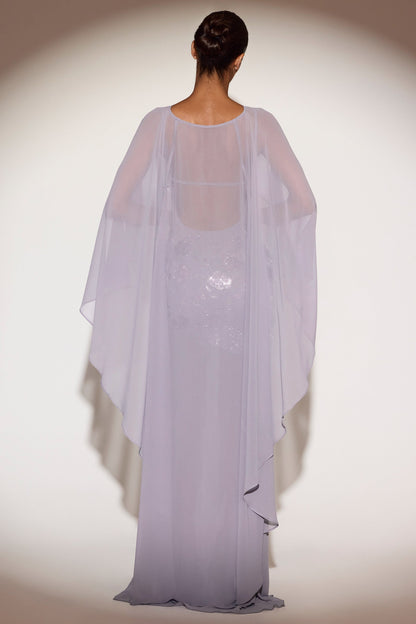 Sheer Chiffon Draped Cape in Lilac