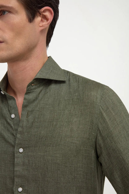 Green linen shirt - Made in Italy