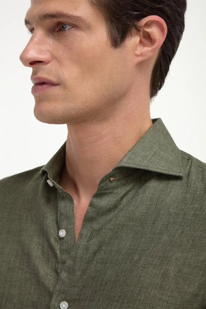 Green linen shirt - Made in Italy