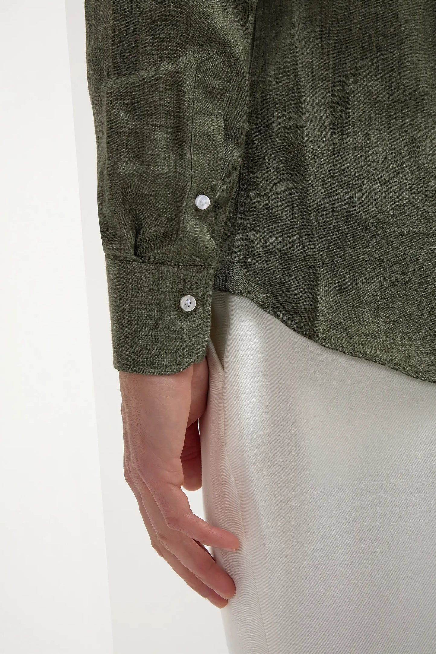 Green linen shirt - Made in Italy