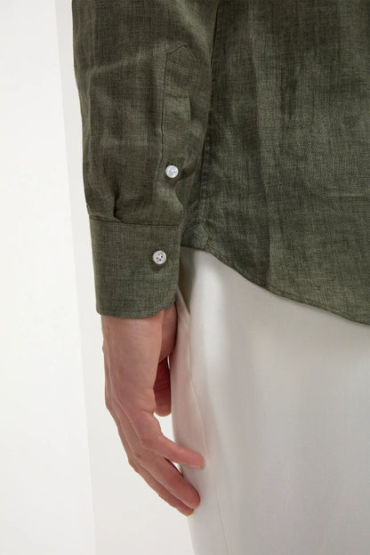 Green linen shirt - Made in Italy