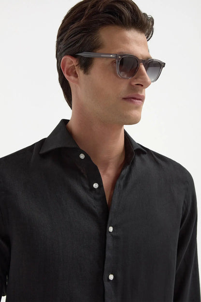 Black linen shirt - Made in Italy