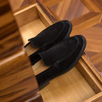 Sapatos masculinos de couro legítimo de alta qualidade, mocassins elegantes e versáteis para uso diário.