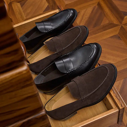 Mocassins masculinos de couro bovino genuíno de alta qualidade, elegantes, estilo náutico, pretos, clássicos, retrô, para escritório.
