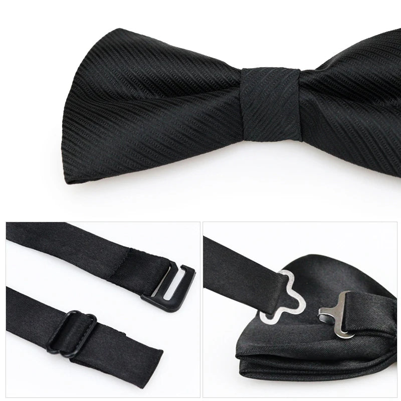 1 pçs gravatas borboleta para homens casamento gravata preta pescoço ajustável bowknot clássico borboleta cravat adulto gravata dupla presente de negócios