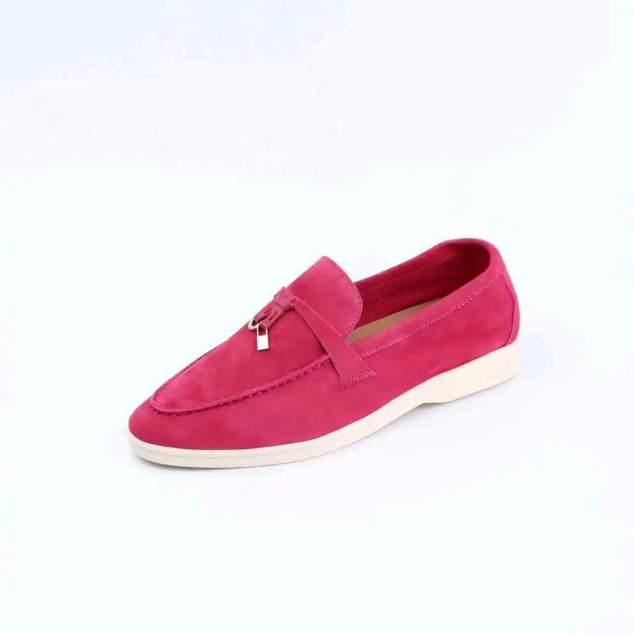 Mocassins Femininos de Camurça Sem Logo, Design de Luxo, Sapatos Casuais Confortáveis para Mulheres, Calçados Planos para o Verão