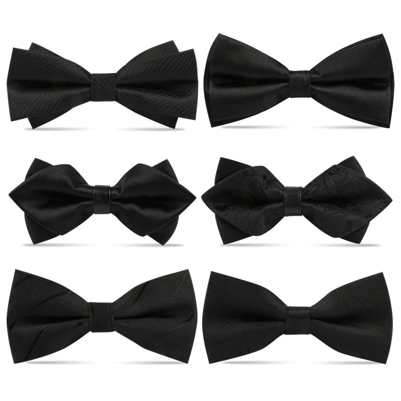 1 pçs gravatas borboleta para homens casamento gravata preta pescoço ajustável bowknot clássico borboleta cravat adulto gravata dupla presente de negócios