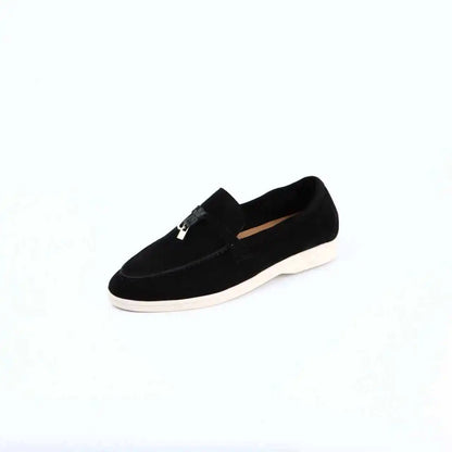 Mocassins Femininos de Camurça Sem Logo, Design de Luxo, Sapatos Casuais Confortáveis para Mulheres, Calçados Planos para o Verão