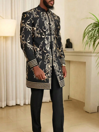 Novo Terno Masculino 2025, Bolso Branco, Conjunto de 2 Peças, Terno Casual de Luxo para Casamento, Estilo Tradicional Africano de Minorias Étnicas