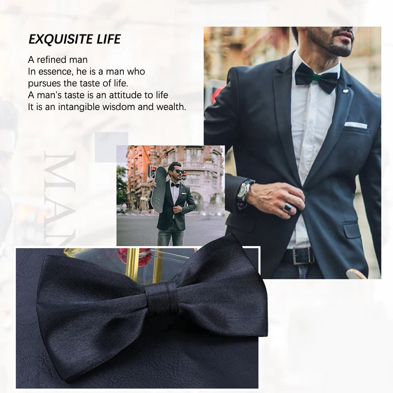 1 pçs gravatas borboleta para homens casamento gravata preta pescoço ajustável bowknot clássico borboleta cravat adulto gravata dupla presente de negócios