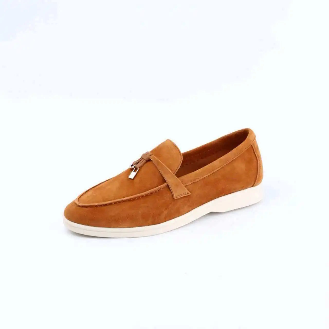 Mocassins Femininos de Camurça Sem Logo, Design de Luxo, Sapatos Casuais Confortáveis para Mulheres, Calçados Planos para o Verão