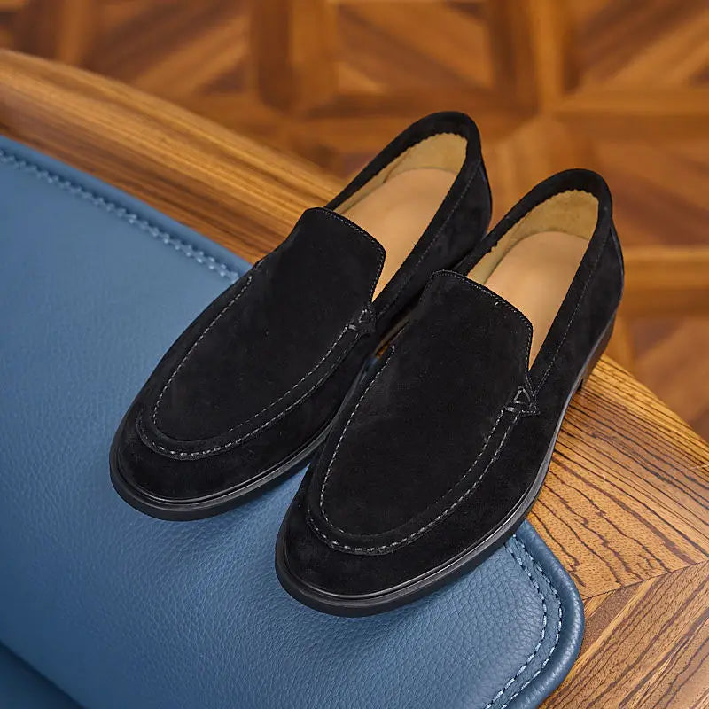 Sapatos masculinos de couro legítimo de alta qualidade, mocassins elegantes e versáteis para uso diário.