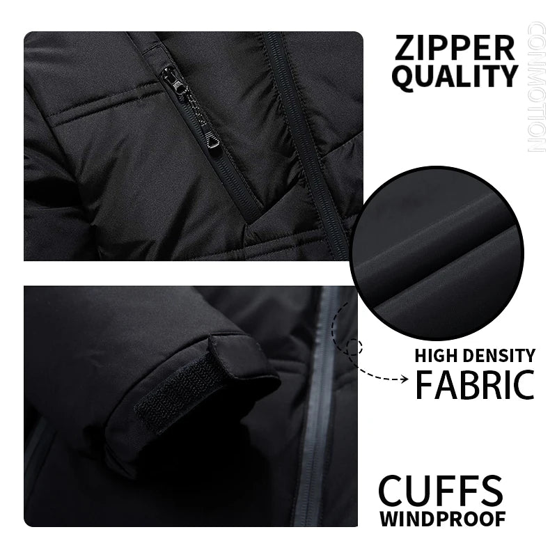 Pato branco para baixo jaqueta masculina inverno casaco à prova de vento removível boné parkas cor sólida ao ar livre casual com capuz roupas