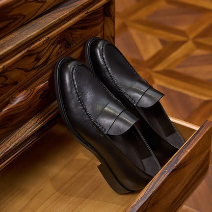 Mocassins masculinos de couro bovino genuíno de alta qualidade, elegantes, estilo náutico, pretos, clássicos, retrô, para escritório.