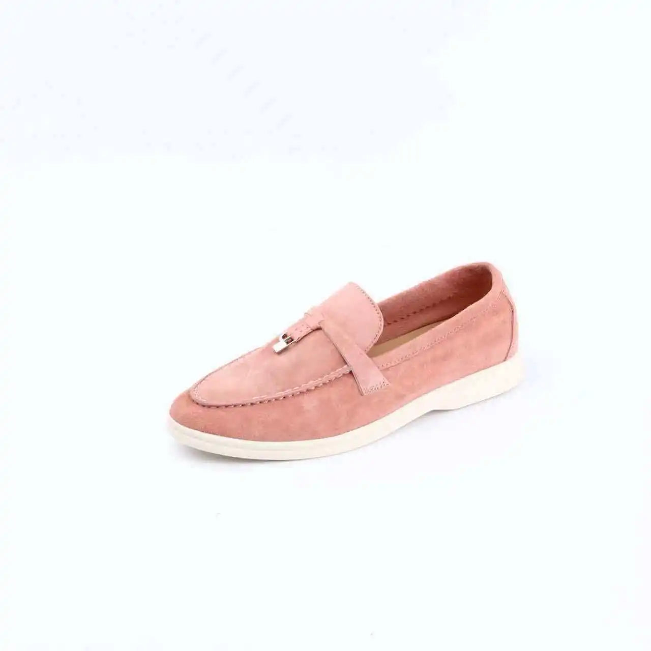 Mocassins Femininos de Camurça Sem Logo, Design de Luxo, Sapatos Casuais Confortáveis para Mulheres, Calçados Planos para o Verão