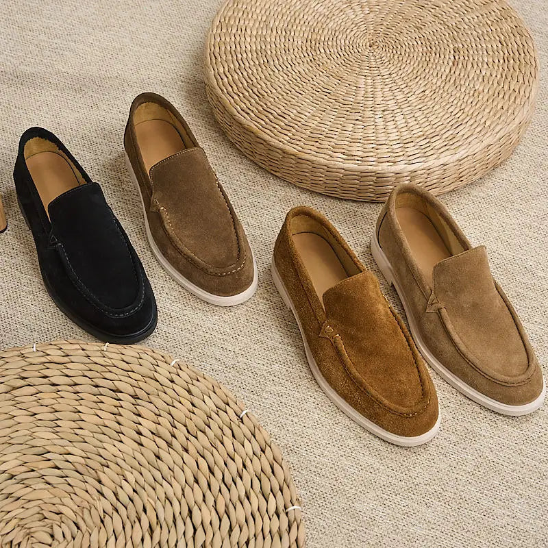 Sapatos masculinos de couro legítimo de alta qualidade, mocassins elegantes e versáteis para uso diário.