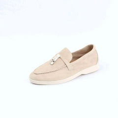 Mocassins Femininos de Camurça Sem Logo, Design de Luxo, Sapatos Casuais Confortáveis para Mulheres, Calçados Planos para o Verão