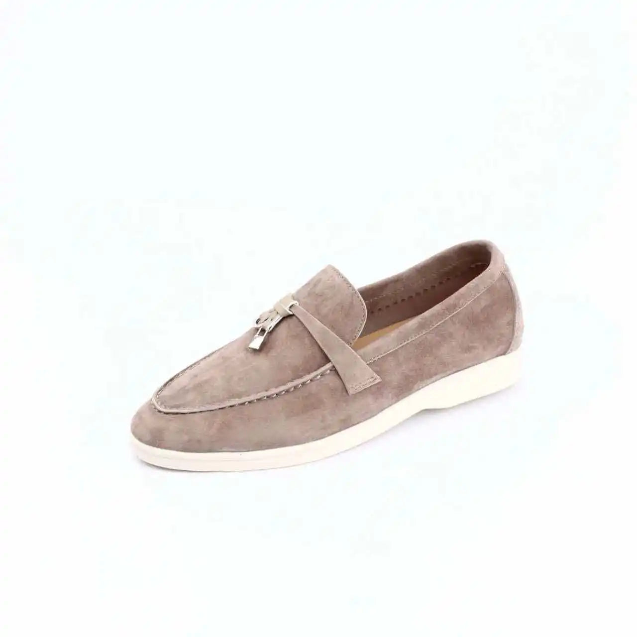 Mocassins Femininos de Camurça Sem Logo, Design de Luxo, Sapatos Casuais Confortáveis para Mulheres, Calçados Planos para o Verão