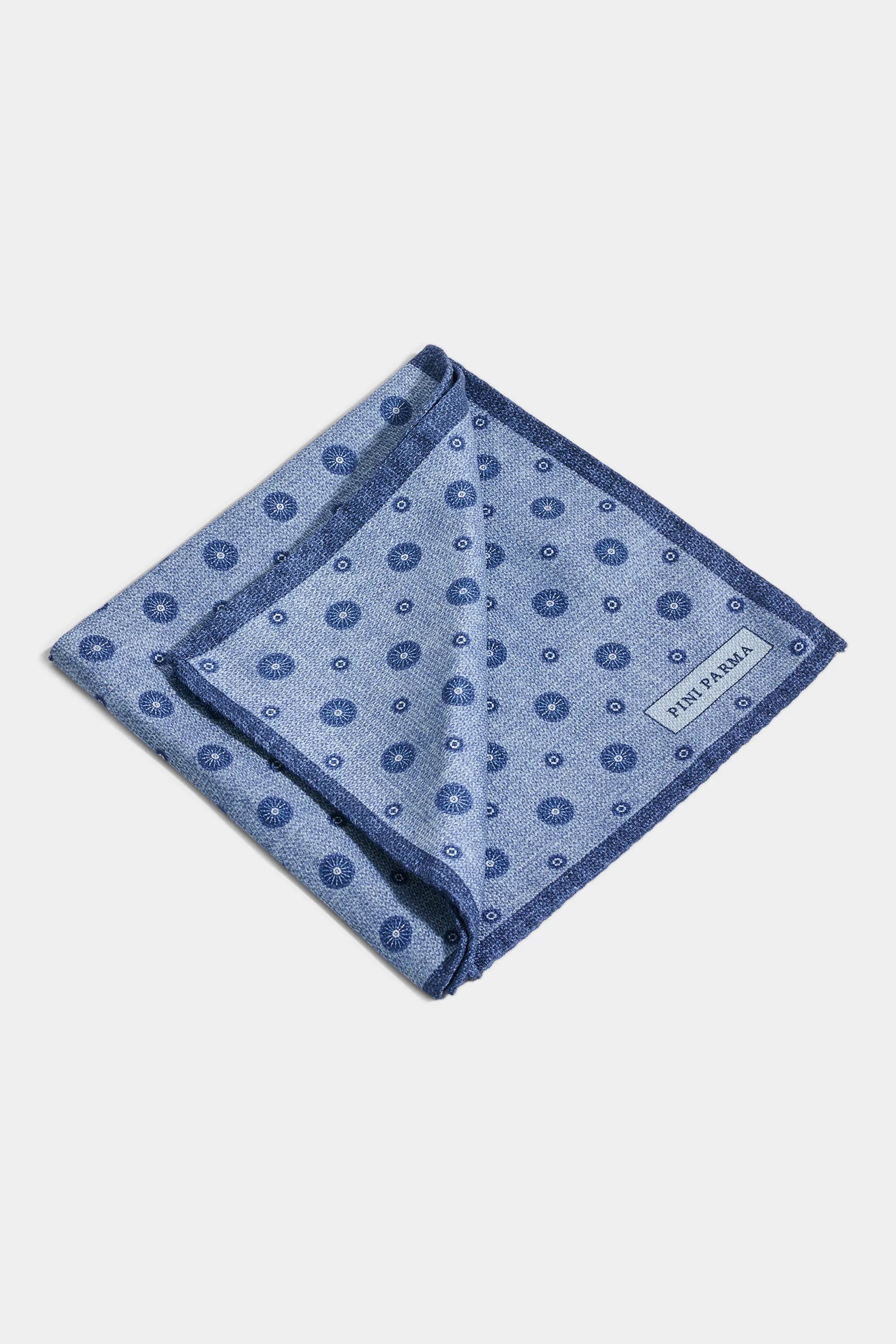 Avio blue fancy pocket square - Made in Italy