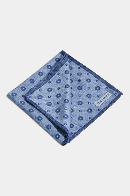 Avio blue fancy pocket square - Made in Italy