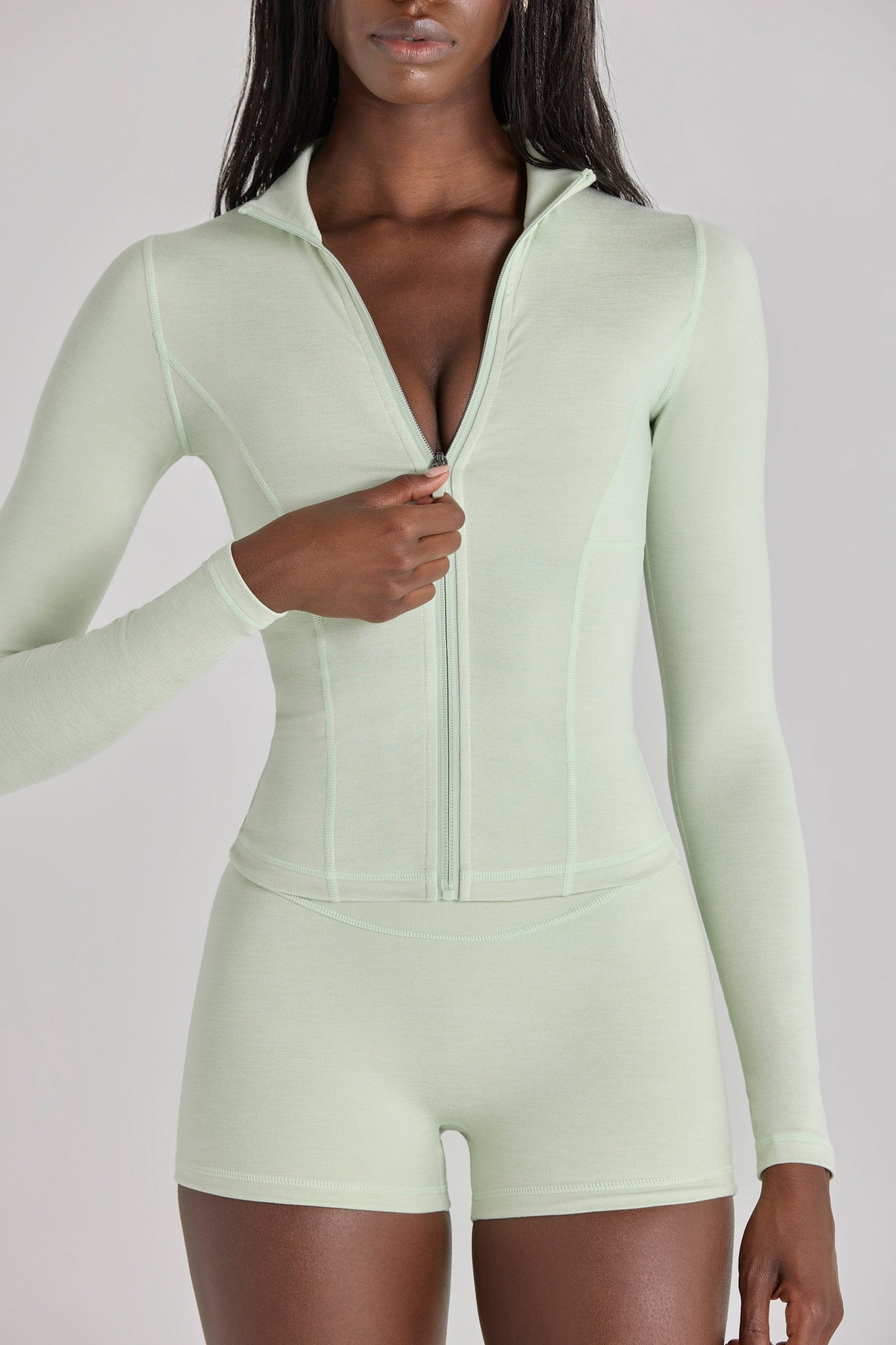 Soft Active Zip-Up Jacket in Sage Marl