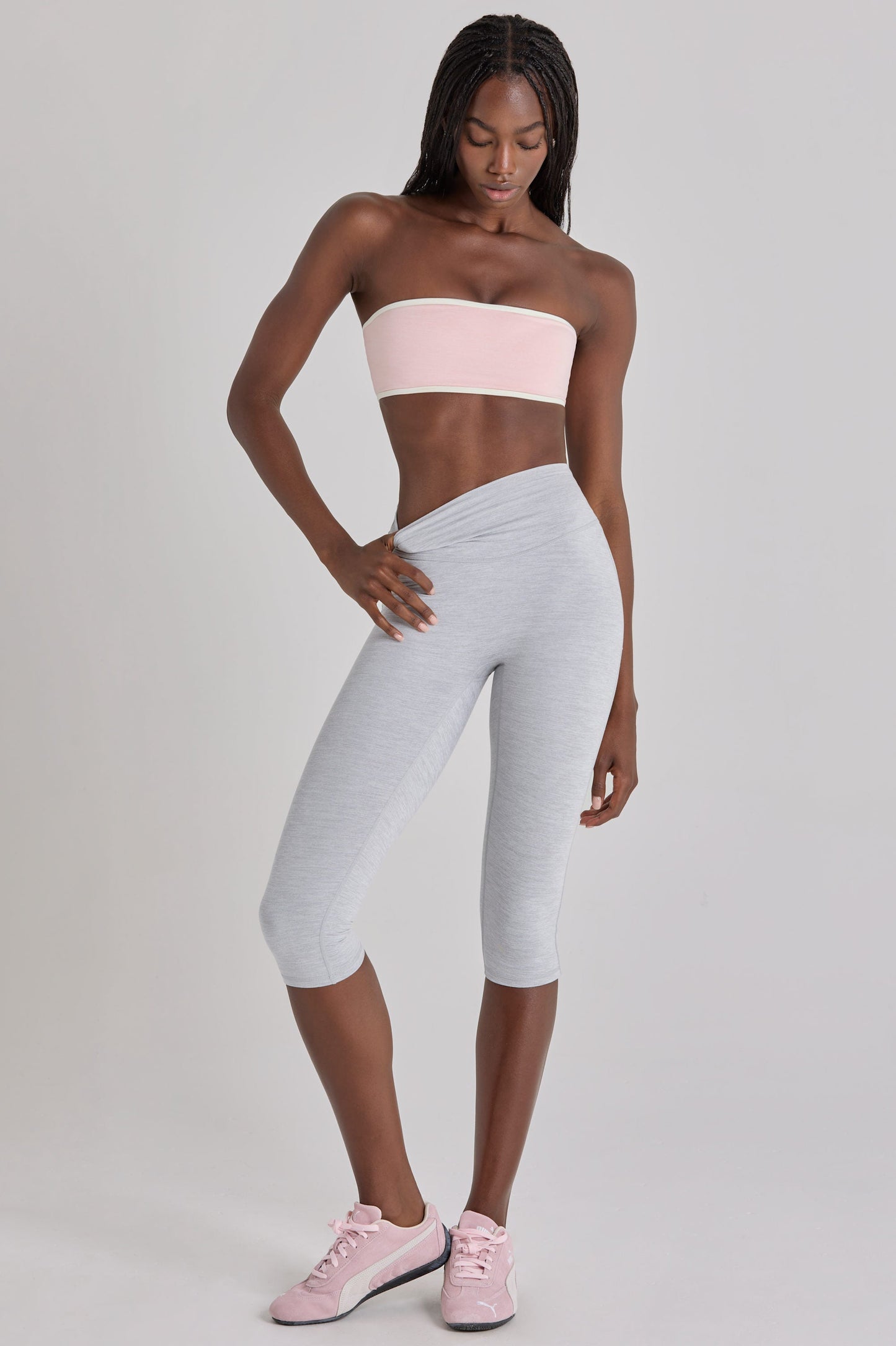 Soft Active Capri Leggings in Grey Marl