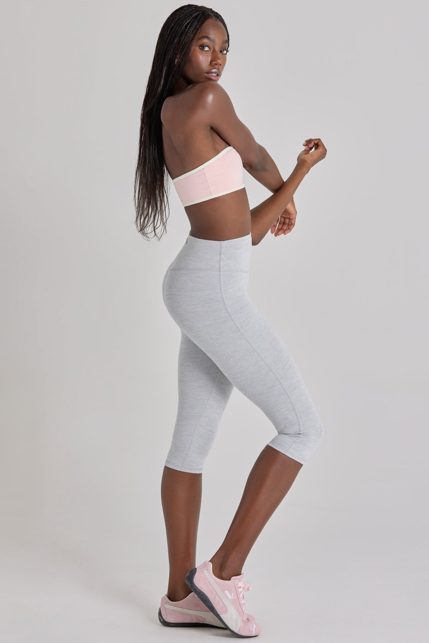 Soft Active Capri Leggings in Grey Marl