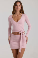 Soft Knit Wrap Top in Blush