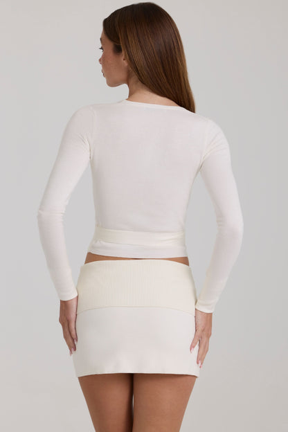 Soft Knit Wrap Top in Ivory
